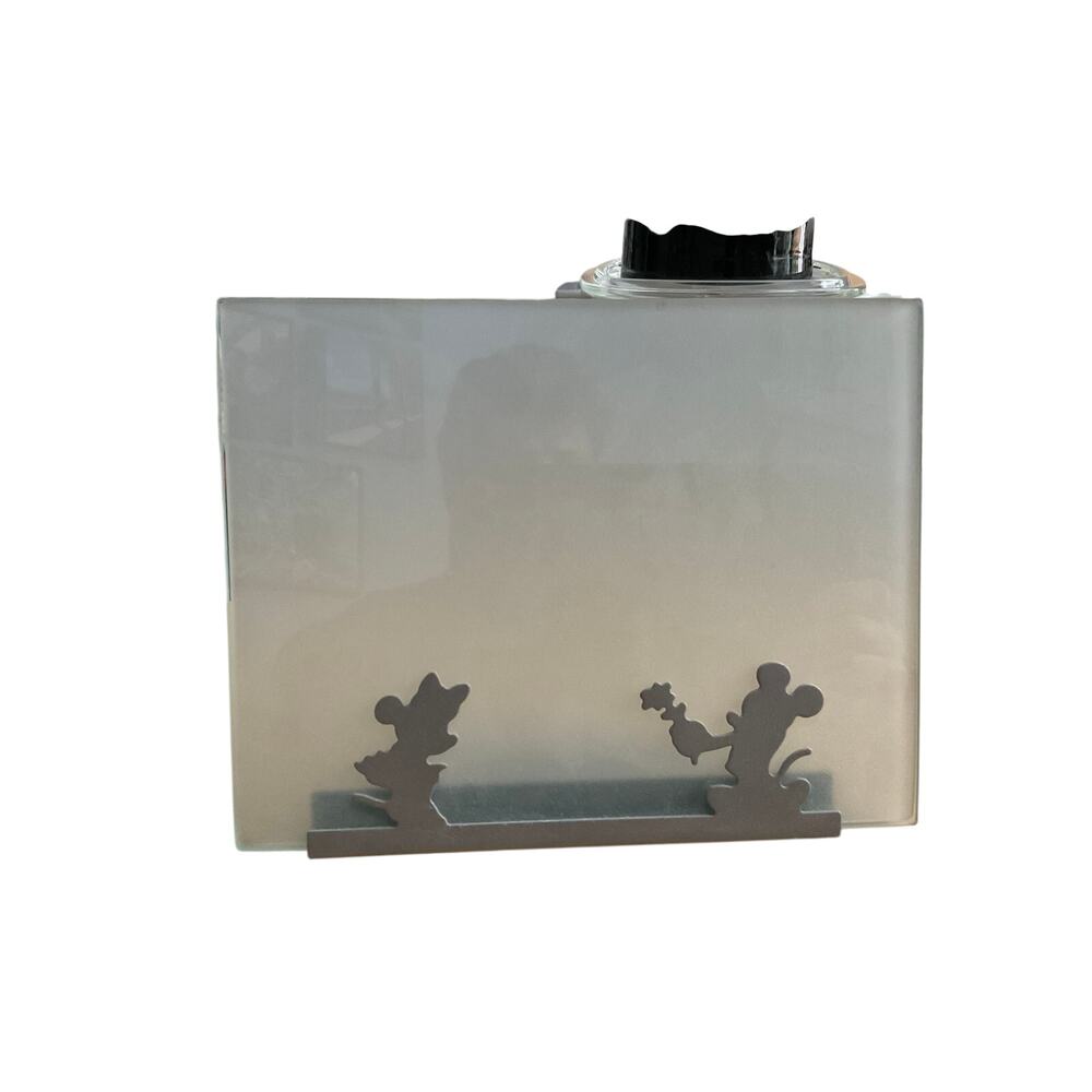 Disney Mickey Minnie Mouse Frosted Glass Picture Frame Photo Holder